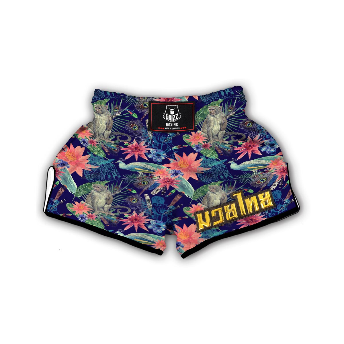 Tropical Monkey Print Pattern Muay Thai Boxing Shorts-grizzshop