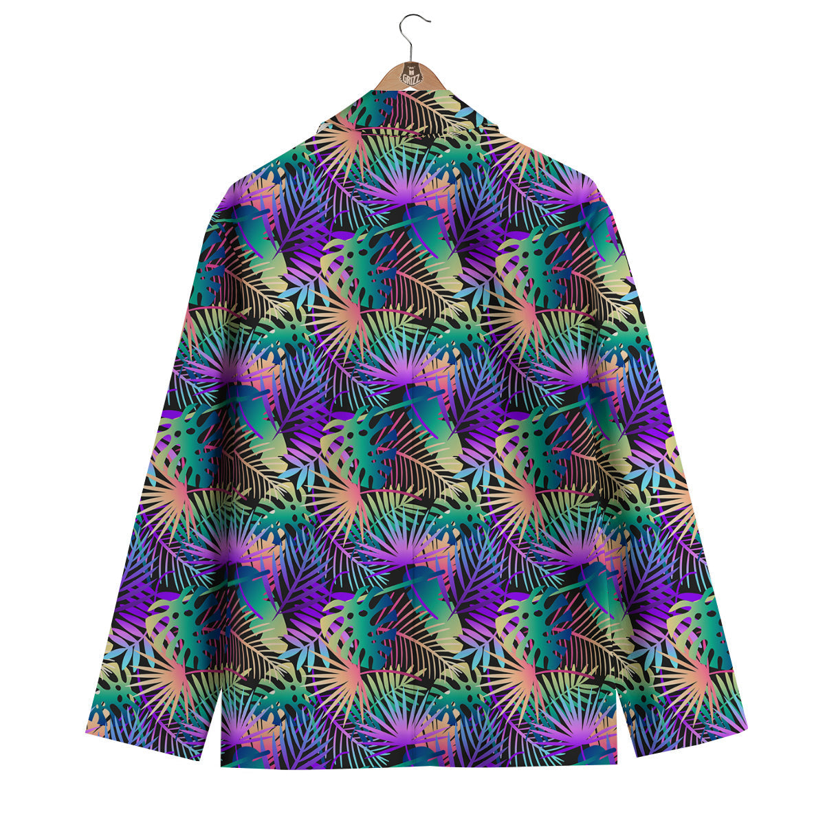 Tropical Neon Color And Palm Leaves Print Pattern Men's Blazer-grizzshop