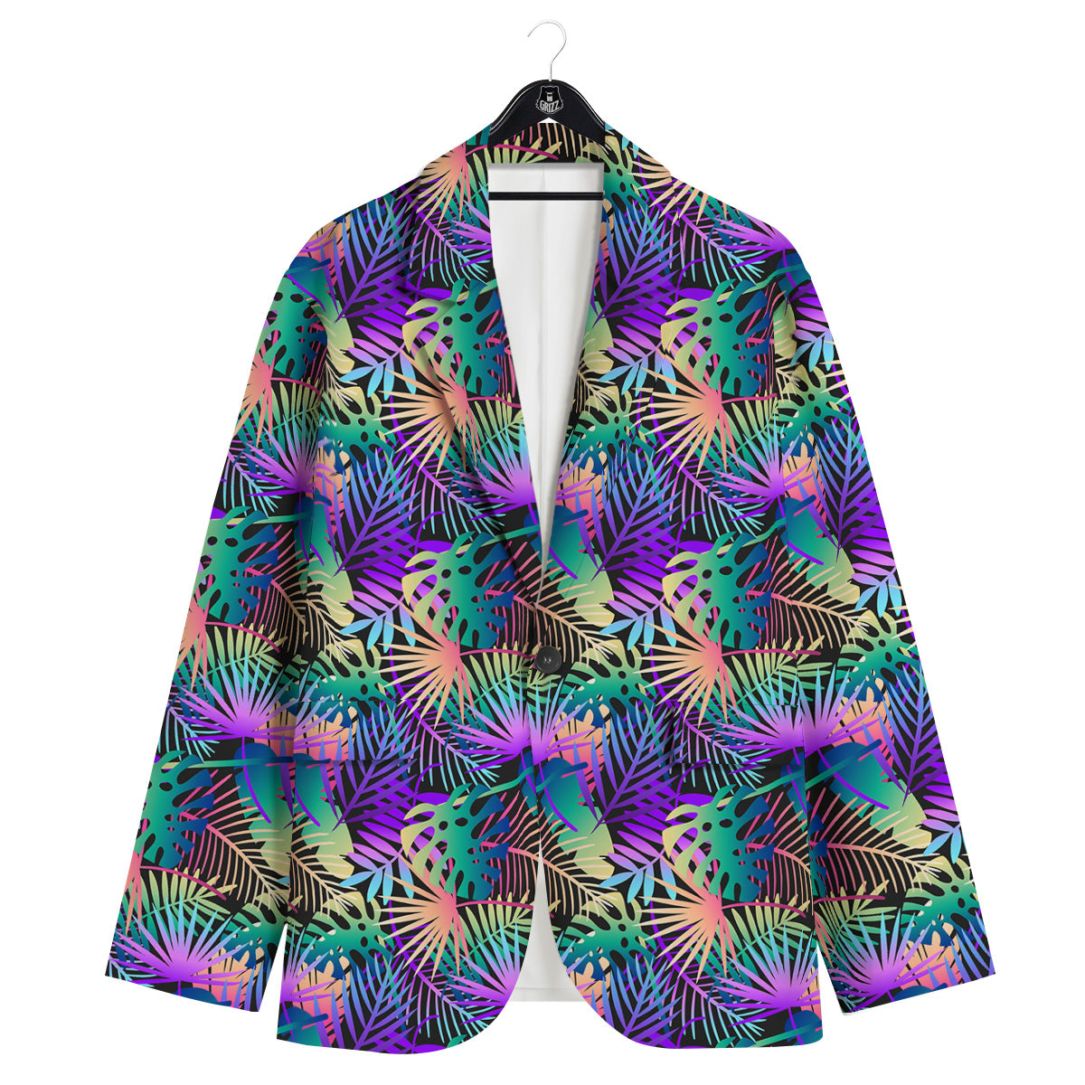 Tropical Neon Color And Palm Leaves Print Pattern Men's Sport Coat-grizzshop