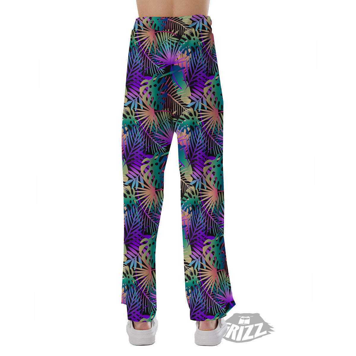 Tropical Neon Color And Palm Leaves Print Pattern Pajama Pants-grizzshop