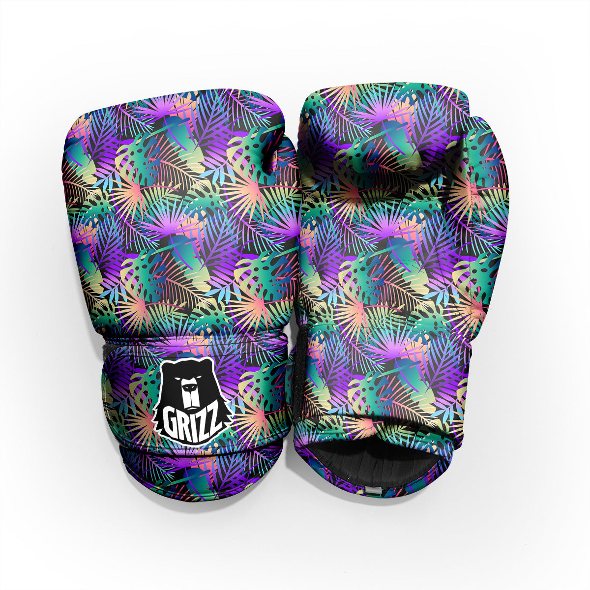 Tropical Neon Color And Palm Leaves Print Pattern Pro Boxing Glove