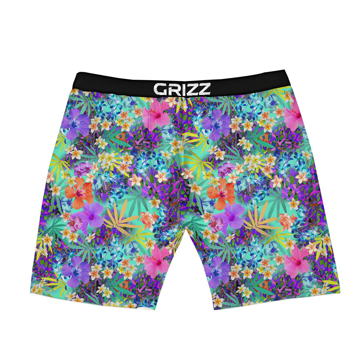Tropical Neon Hibiscus Print Pattern Boxer Briefs-grizzshop