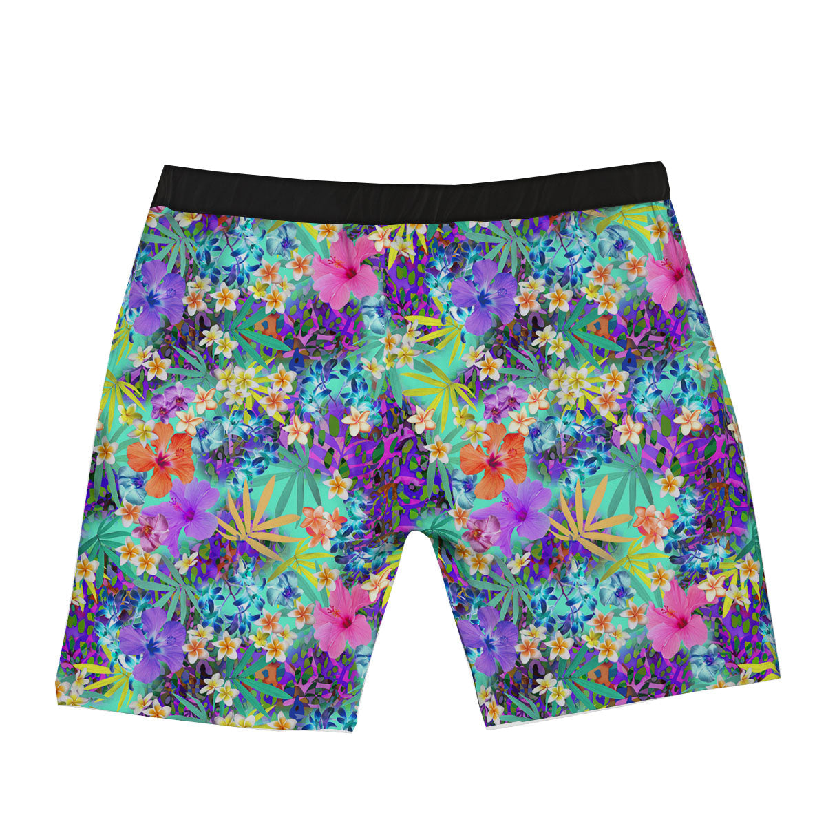 Tropical Neon Hibiscus Print Pattern Boxer Briefs-grizzshop
