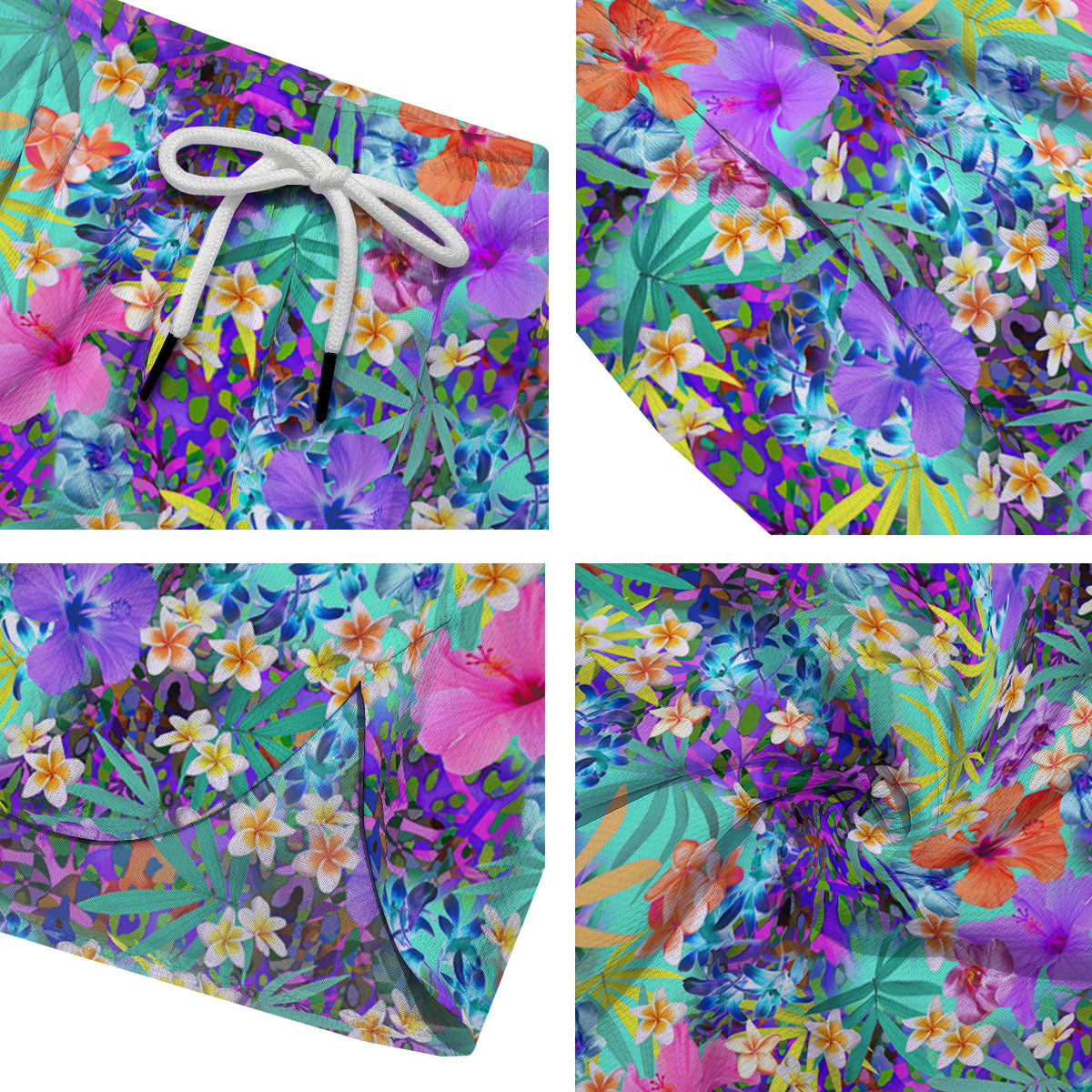Tropical Neon Hibiscus Print Pattern Men's Running Shorts-grizzshop