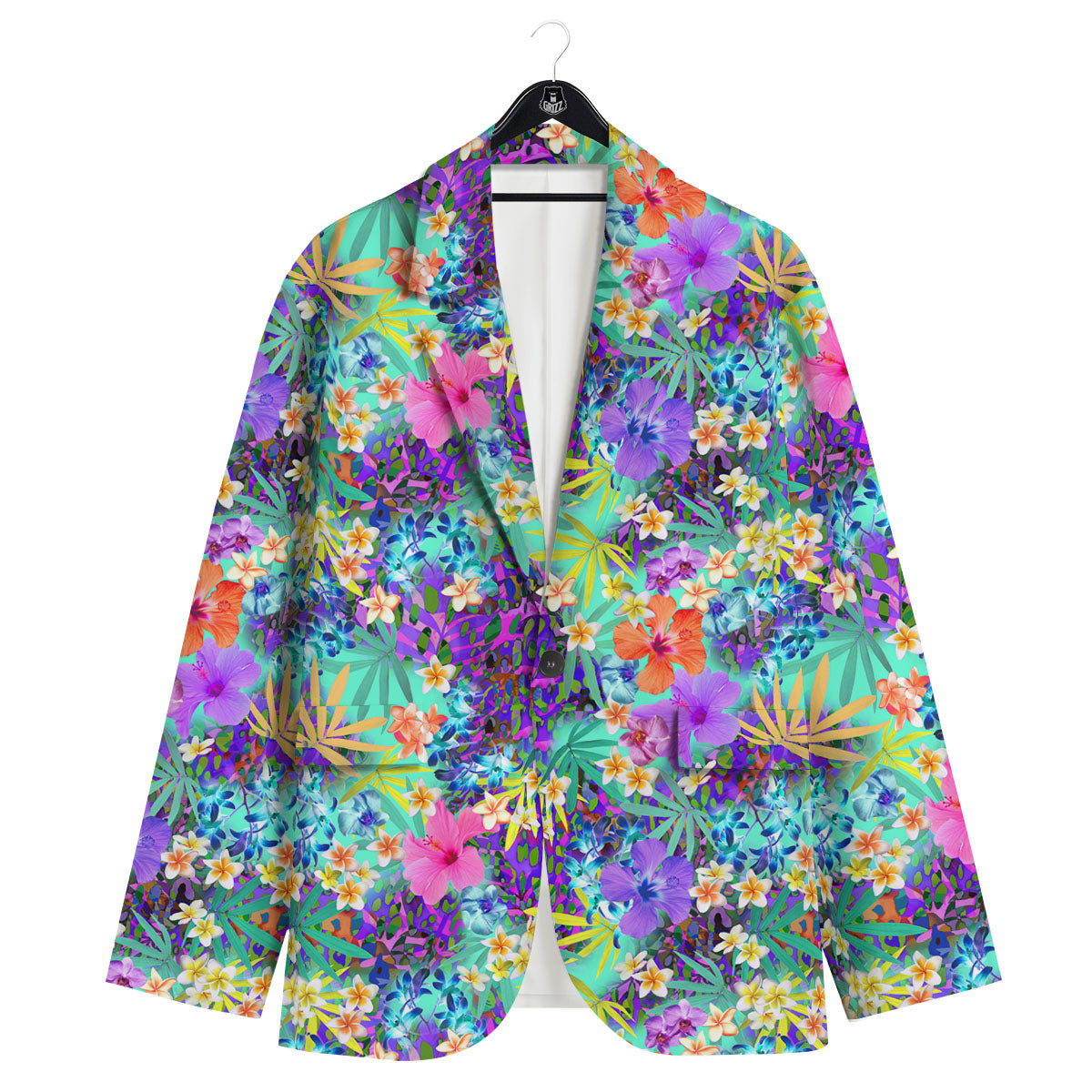 Tropical Neon Hibiscus Print Pattern Men's Sport Coat-grizzshop