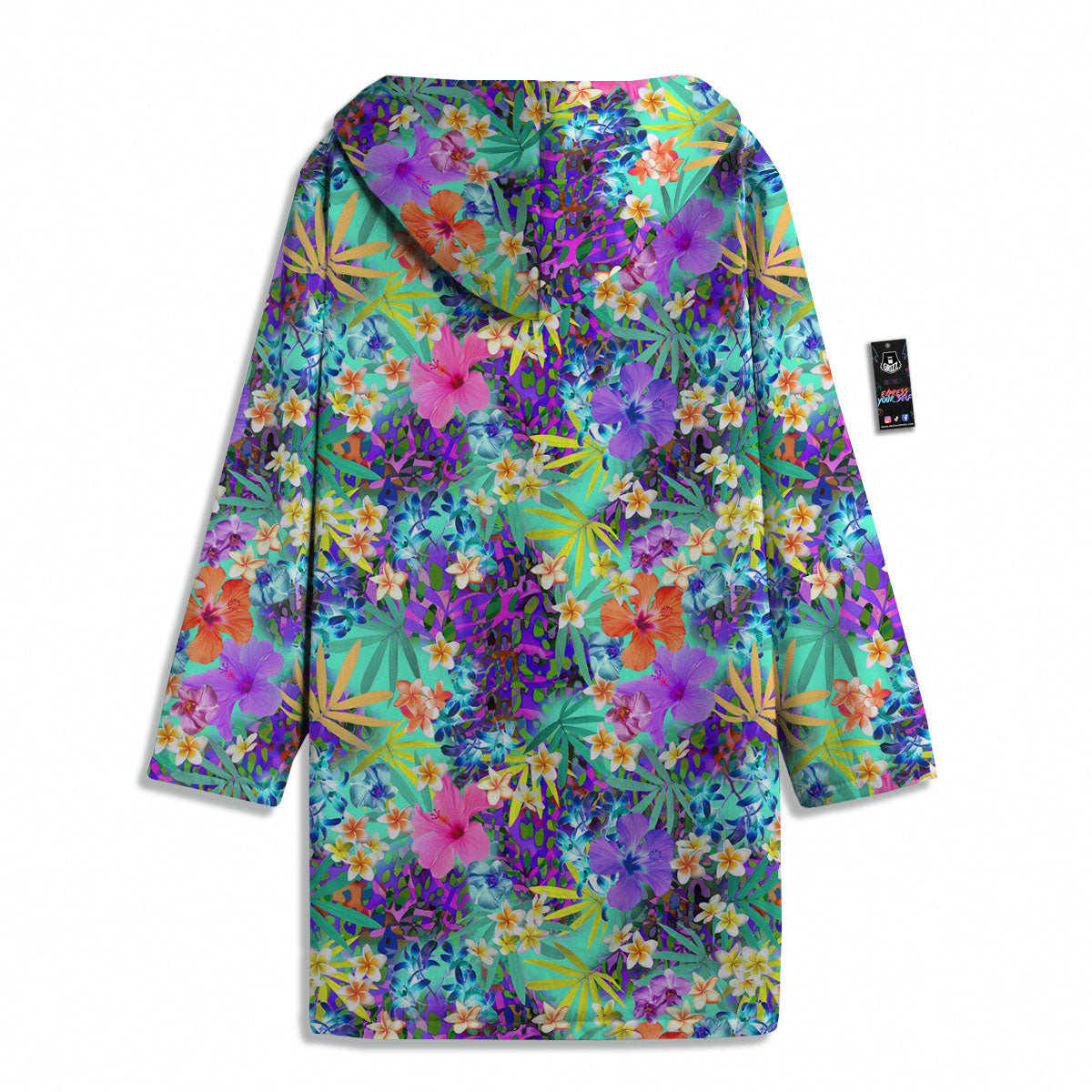 Tropical Neon Hibiscus Print Pattern Men's Windbreaker Jacket-grizzshop