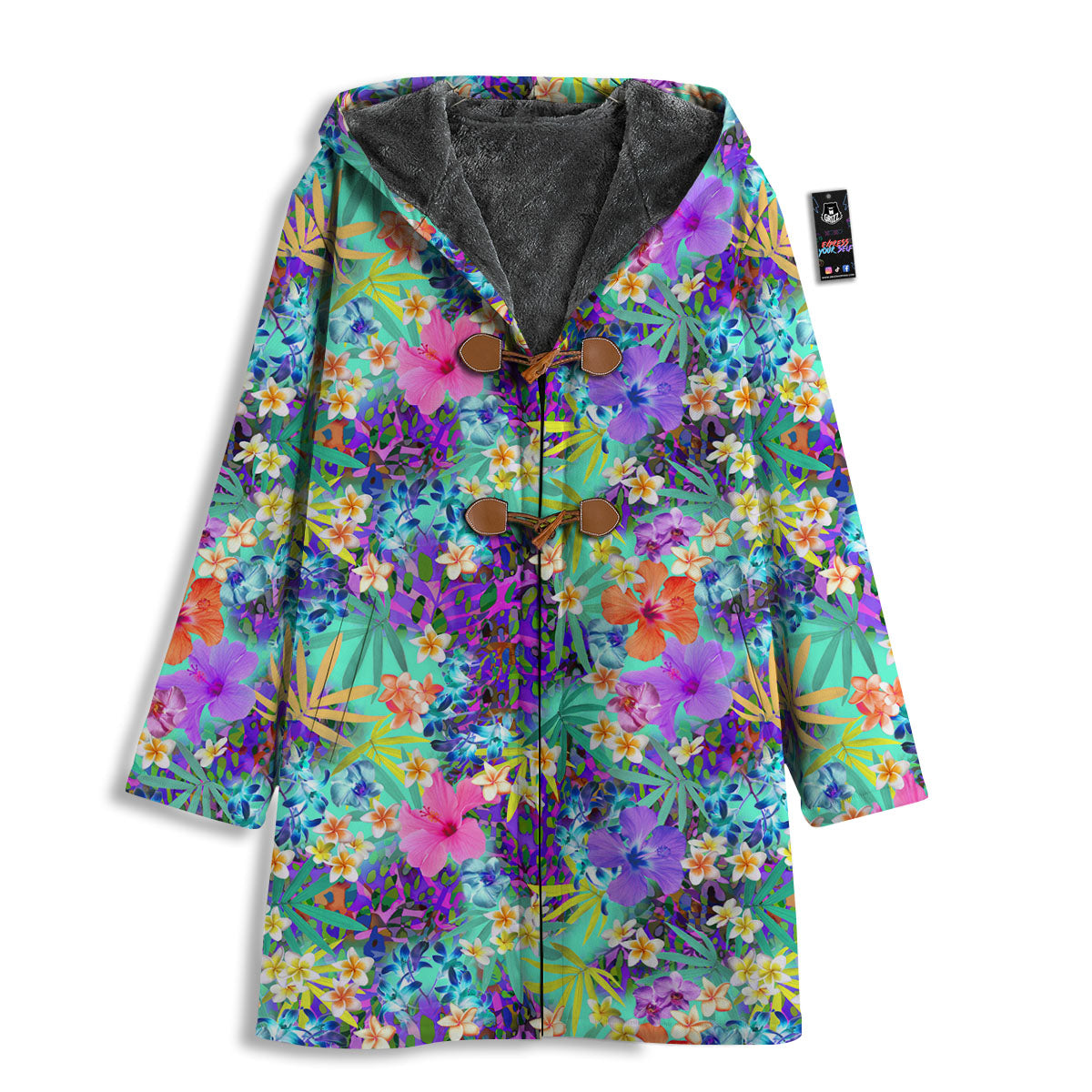 Tropical Neon Hibiscus Print Pattern Men's Windbreaker Jacket-grizzshop