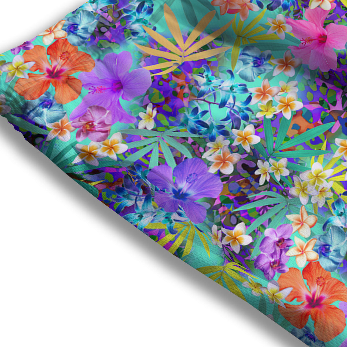 Tropical Neon Hibiscus Print Pattern Mesh Shorts