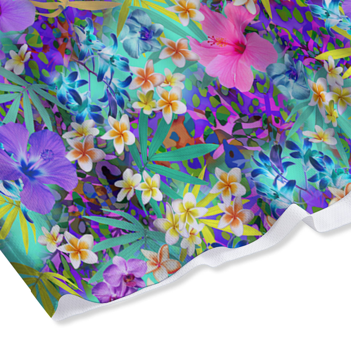 Tropical Neon Hibiscus Print Pattern Mesh Shorts
