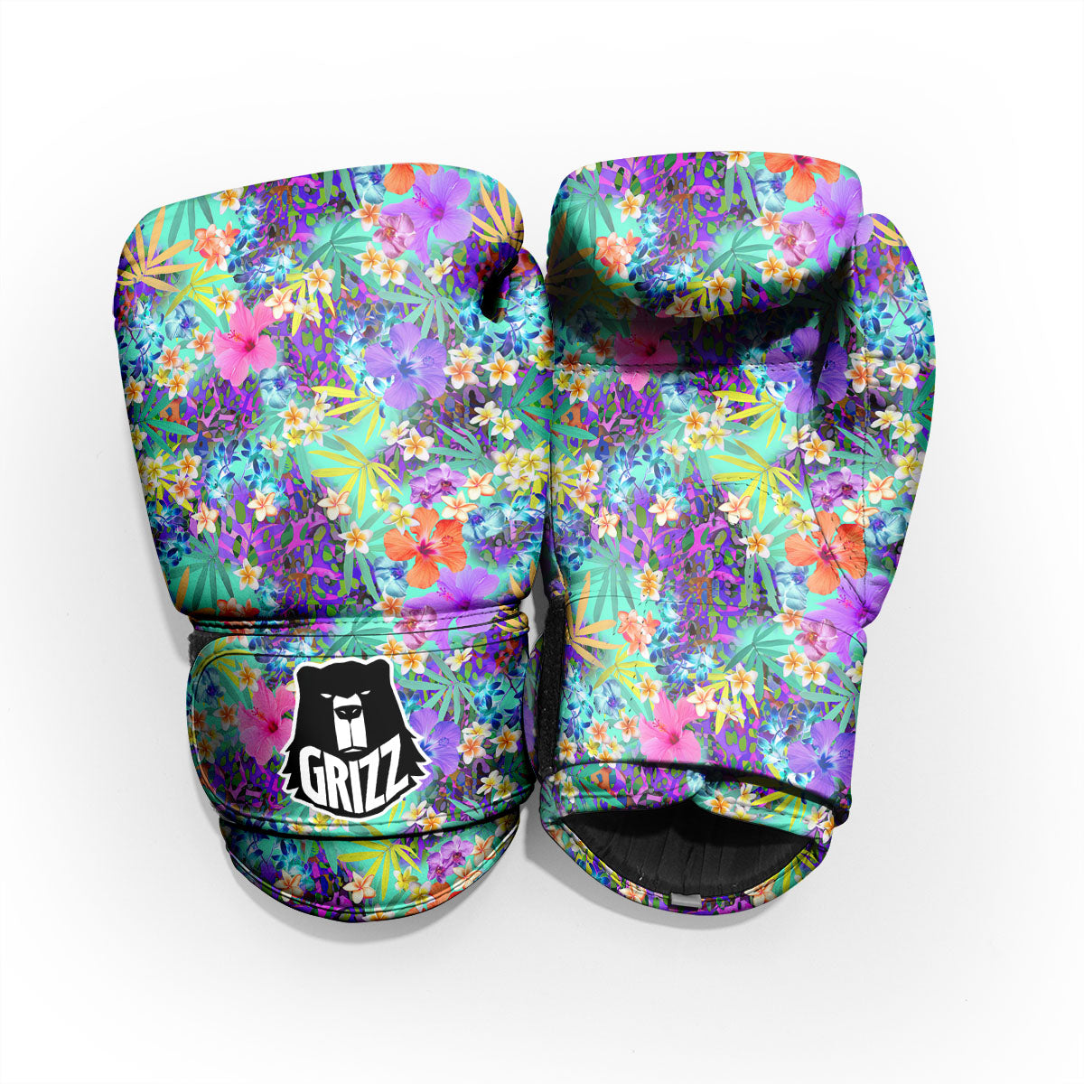 Tropical Neon Hibiscus Print Pattern Pro Boxing Glove