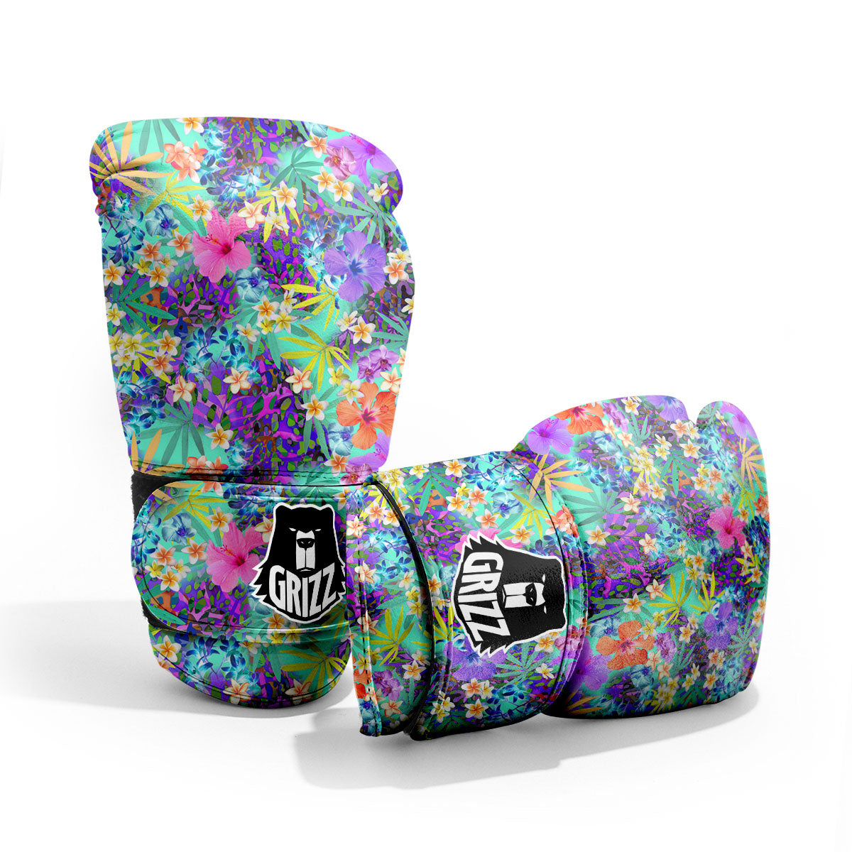 Tropical Neon Hibiscus Print Pattern Pro Boxing Glove
