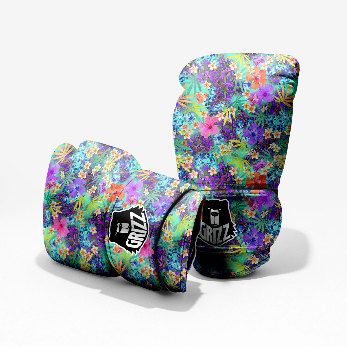 Tropical Neon Hibiscus Print Pattern Pro Boxing Glove