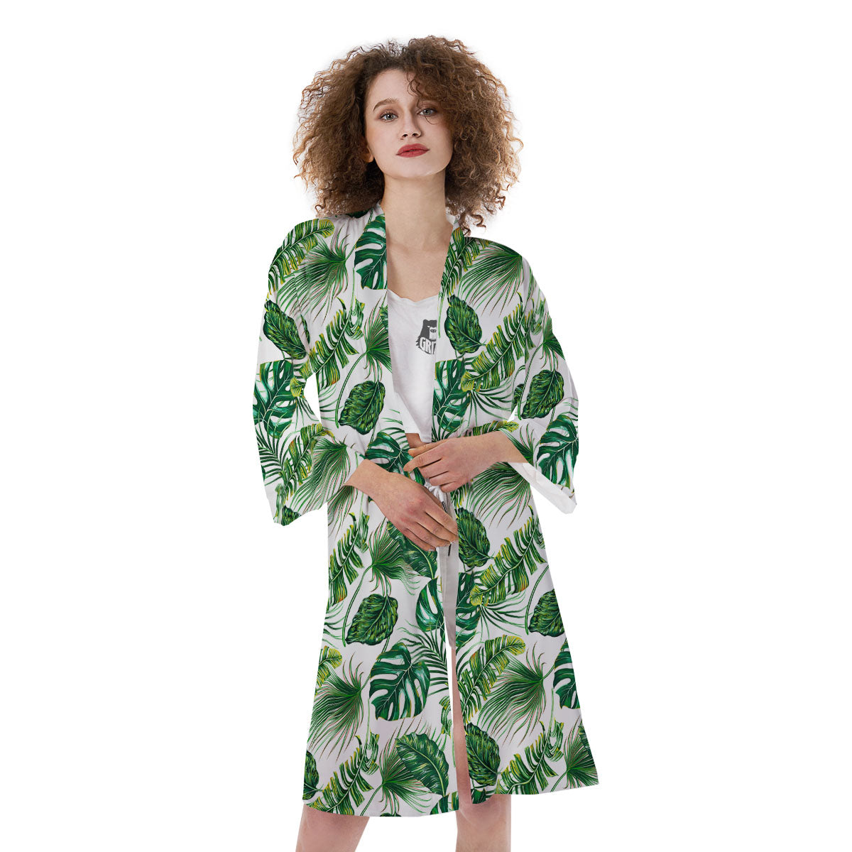 Tropical Palm Hawaiian Print Pattern Kimono-grizzshop