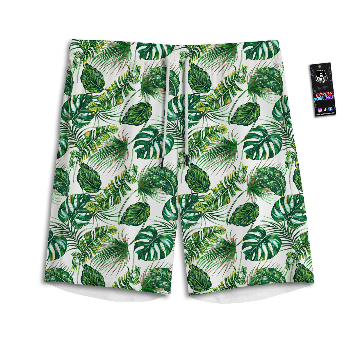 Tropical Palm Hawaiian Print Pattern Men's Athletic Shorts