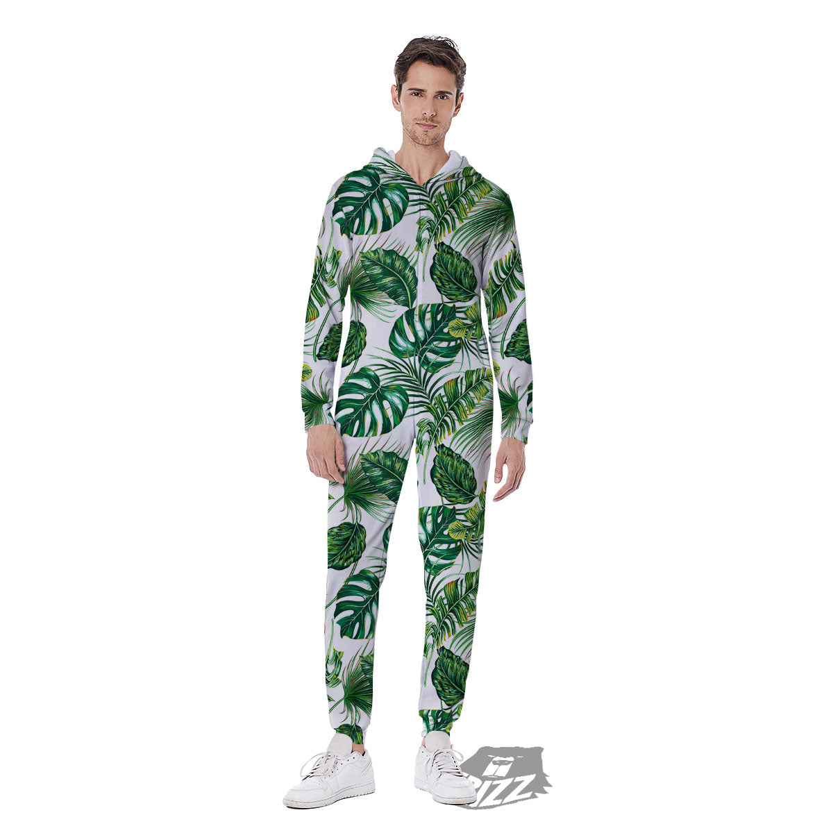 Tropical Palm Hawaiian Print Pattern Men's Jumpsuit-grizzshop