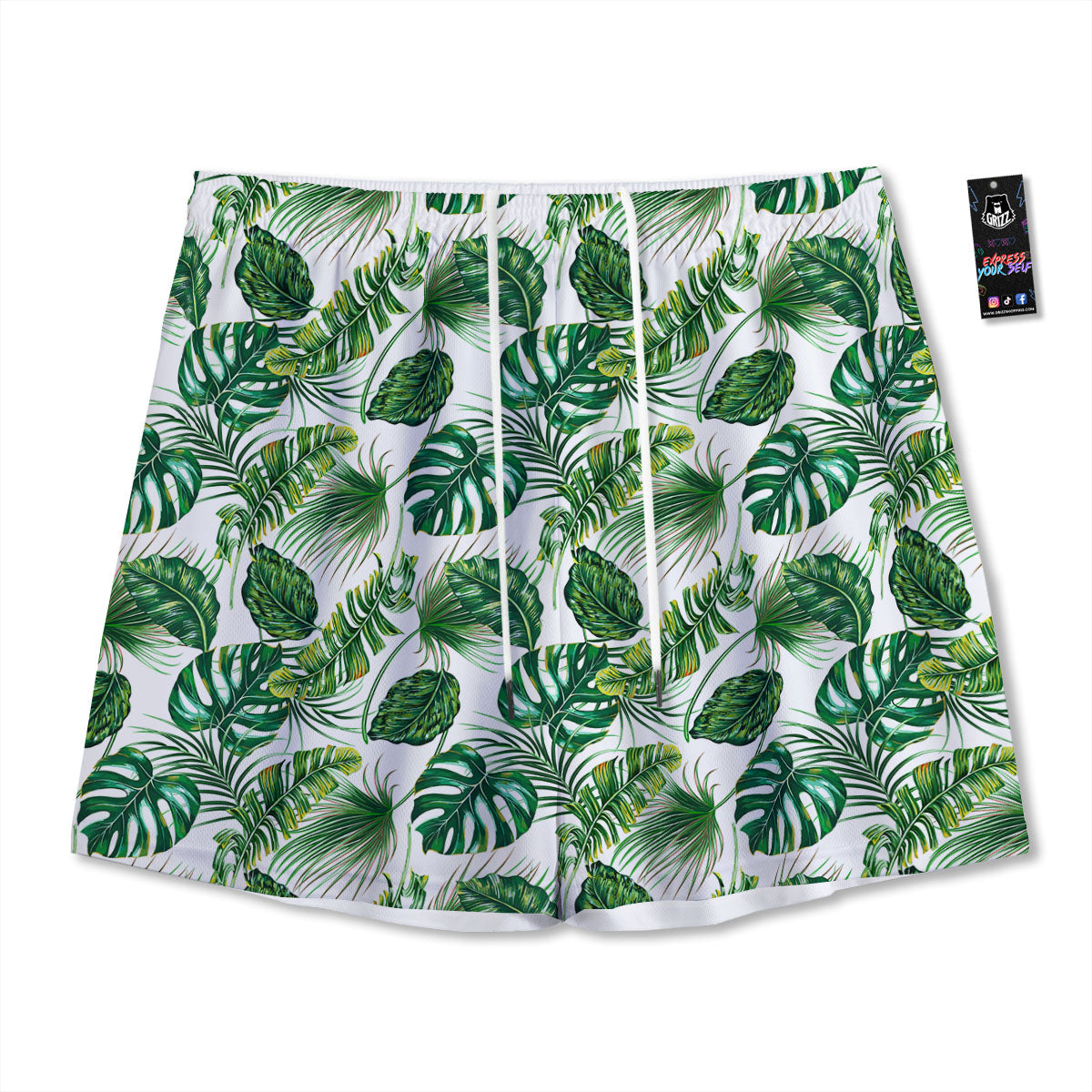 Tropical Palm Hawaiian Print Pattern Mesh Shorts