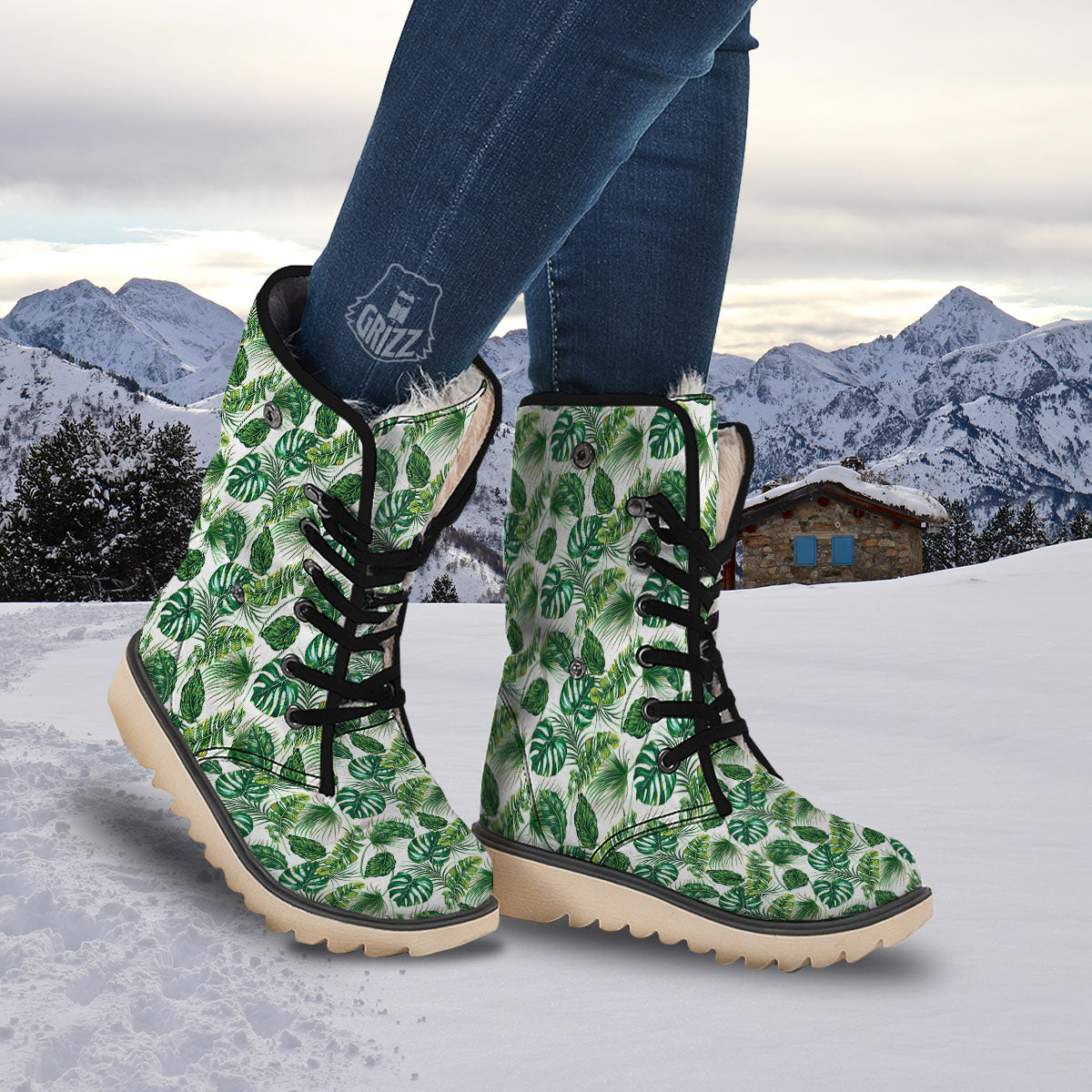 Tropical Palm Hawaiian Print Pattern Snow Boots-grizzshop