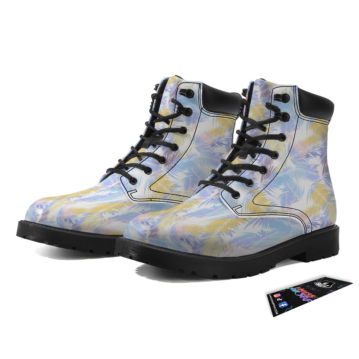 Tropical Palm Leaf Pastel Print Pattern Boots-grizzshop