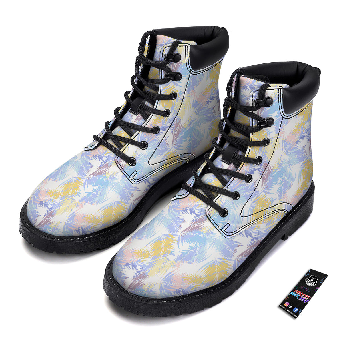 Tropical Palm Leaf Pastel Print Pattern Boots-grizzshop