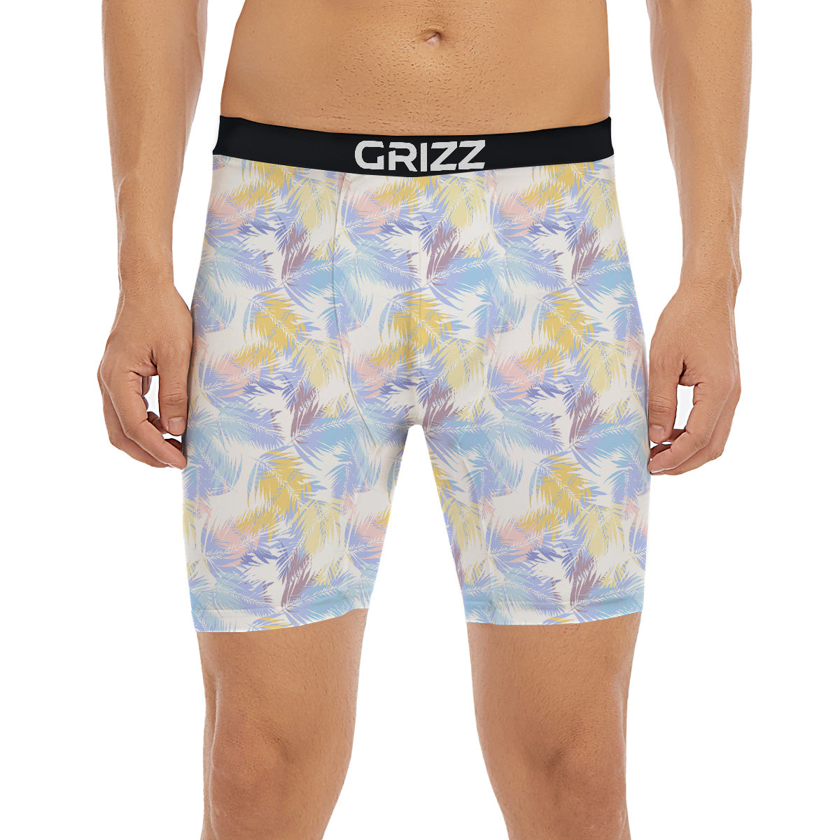 Tropical Palm Leaf Pastel Print Pattern Boxer Briefs-grizzshop