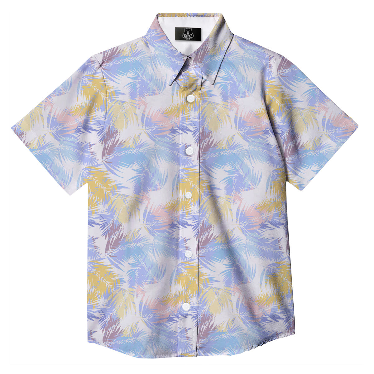 Tropical Palm Leaf Pastel Print Pattern Button Up Shirt-grizzshop