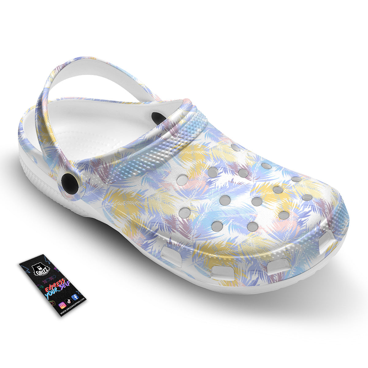 Tropical Palm Leaf Pastel Print Pattern Clog-grizzshop