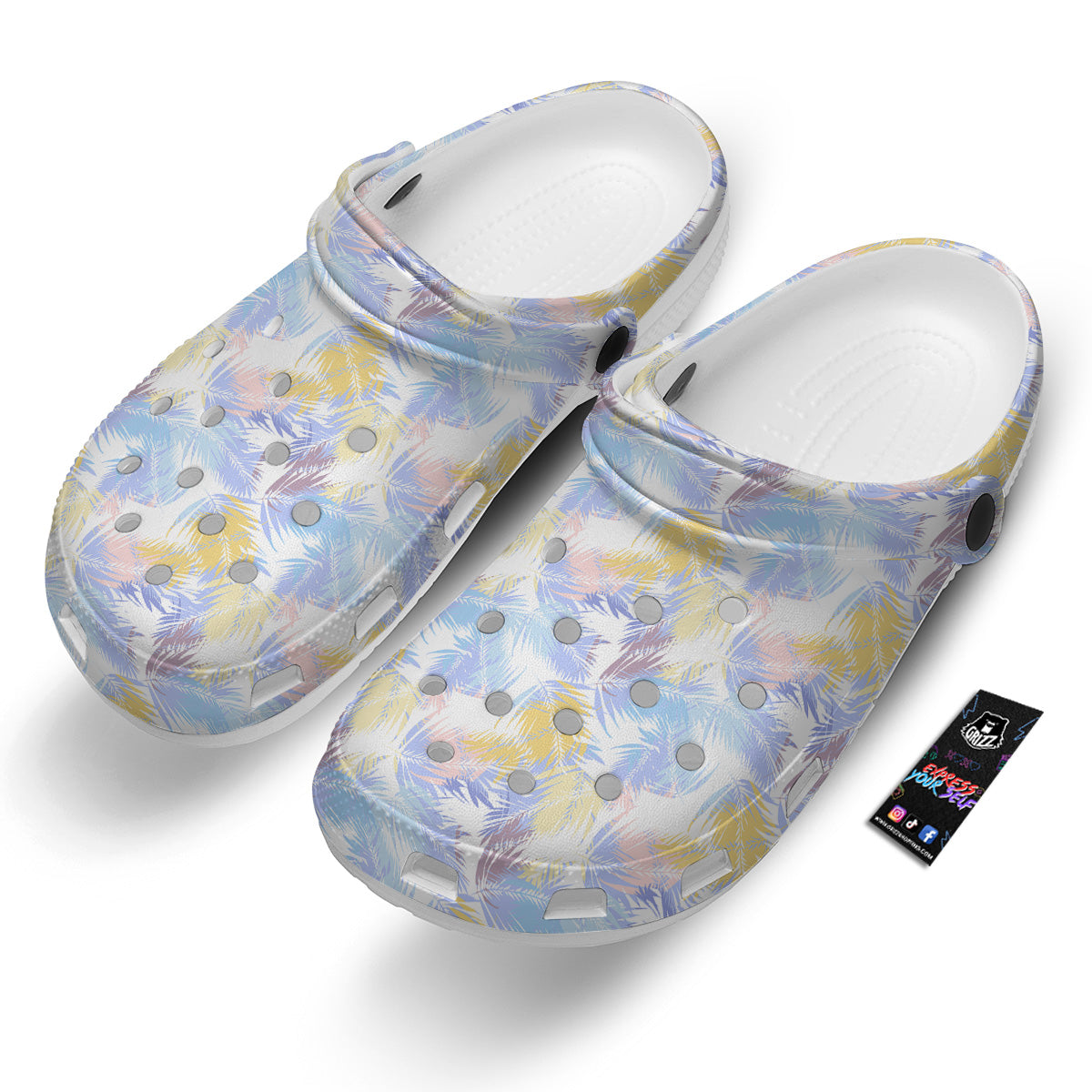 Tropical Palm Leaf Pastel Print Pattern Clog-grizzshop