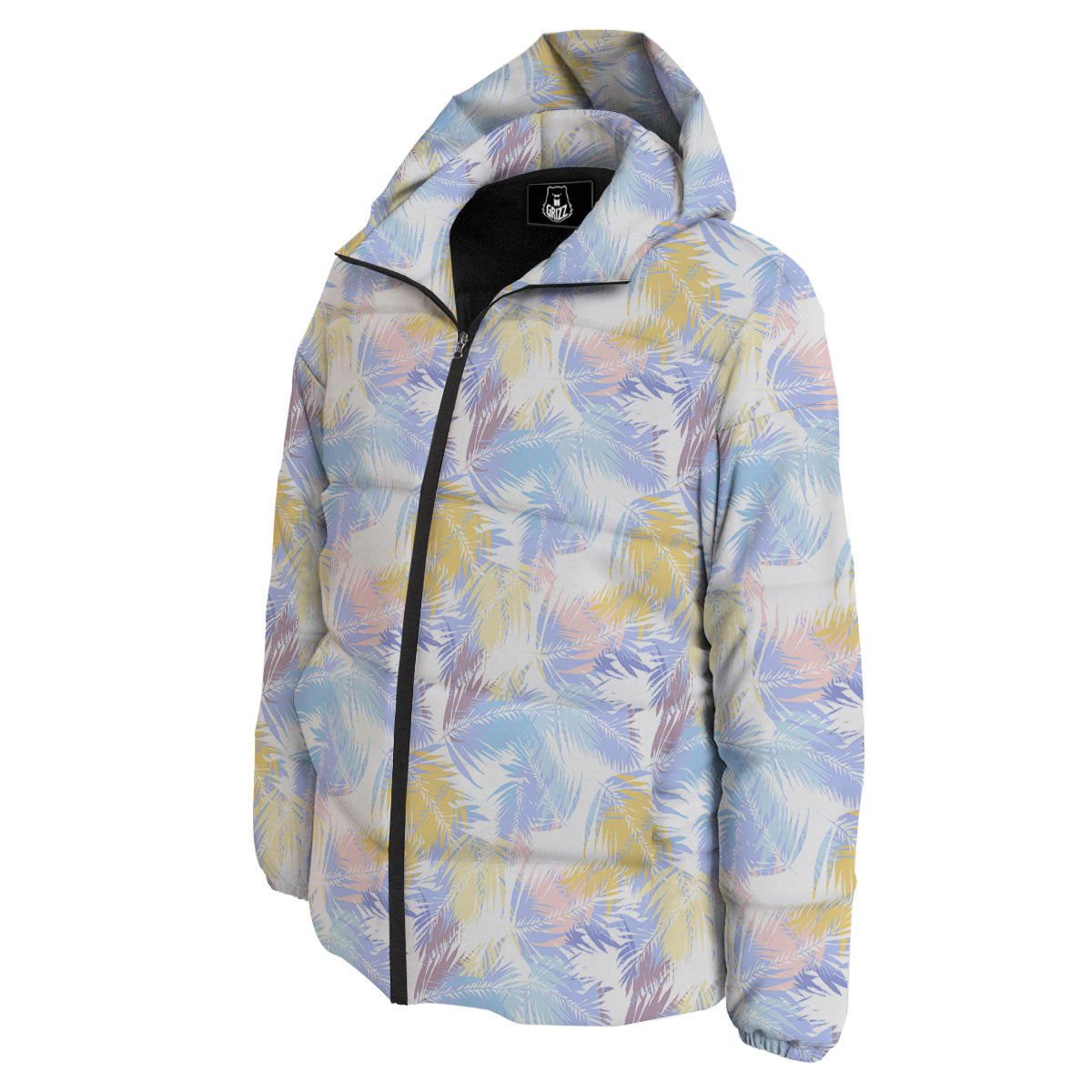 Tropical Palm Leaf Pastel Print Pattern Down Jacket-grizzshop