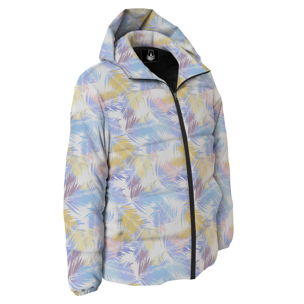 Tropical Palm Leaf Pastel Print Pattern Down Jacket-grizzshop