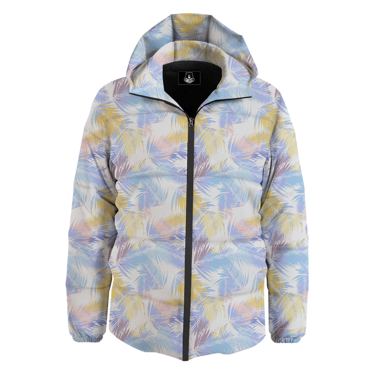Tropical Palm Leaf Pastel Print Pattern Down Jacket-grizzshop