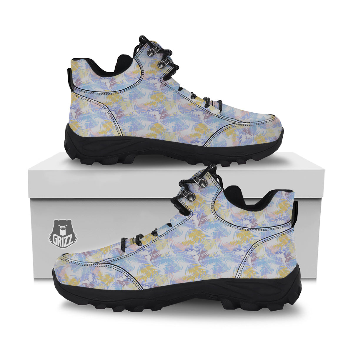 Tropical Palm Leaf Pastel Print Pattern Hiking Shoes-grizzshop