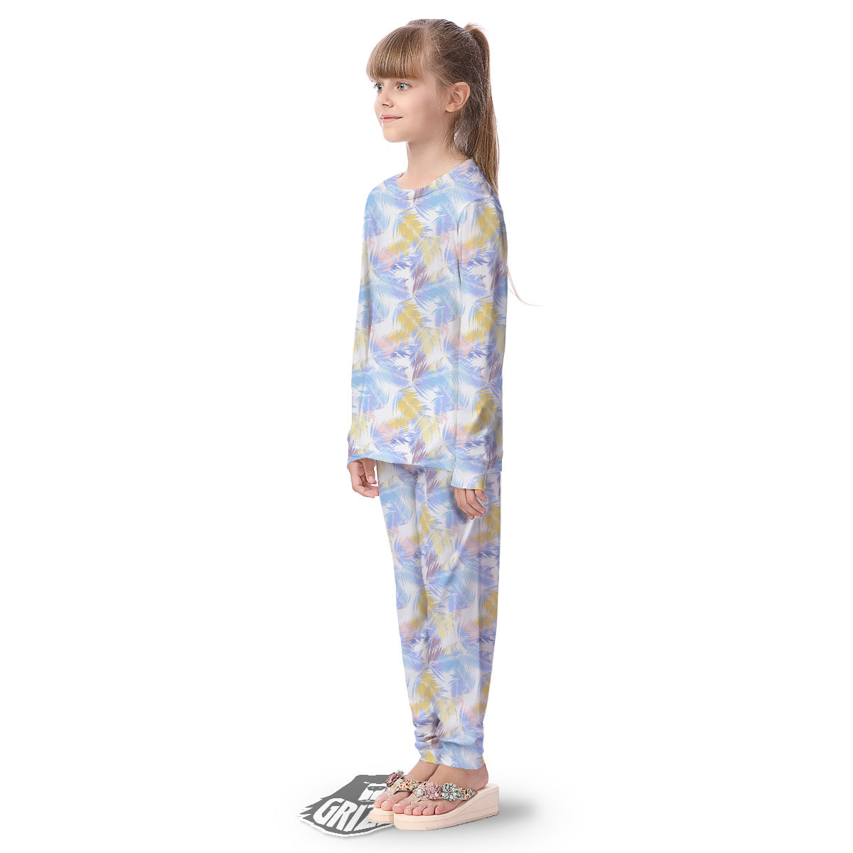 Tropical Palm Leaf Pastel Print Pattern Kid's Pajamas-grizzshop
