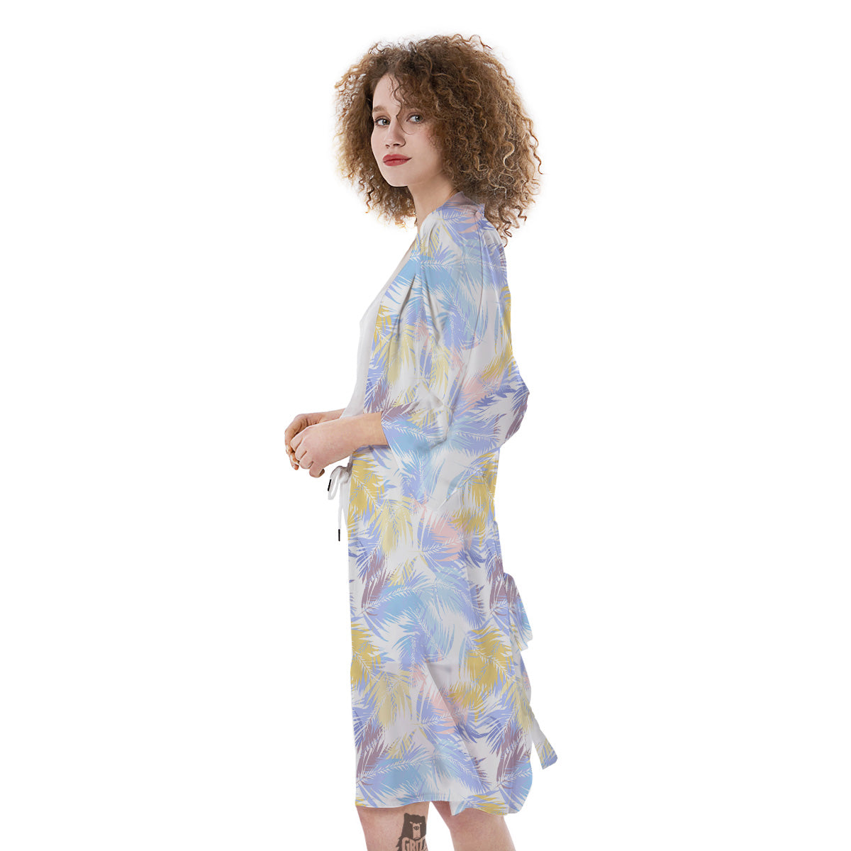 Tropical Palm Leaf Pastel Print Pattern Kimono-grizzshop