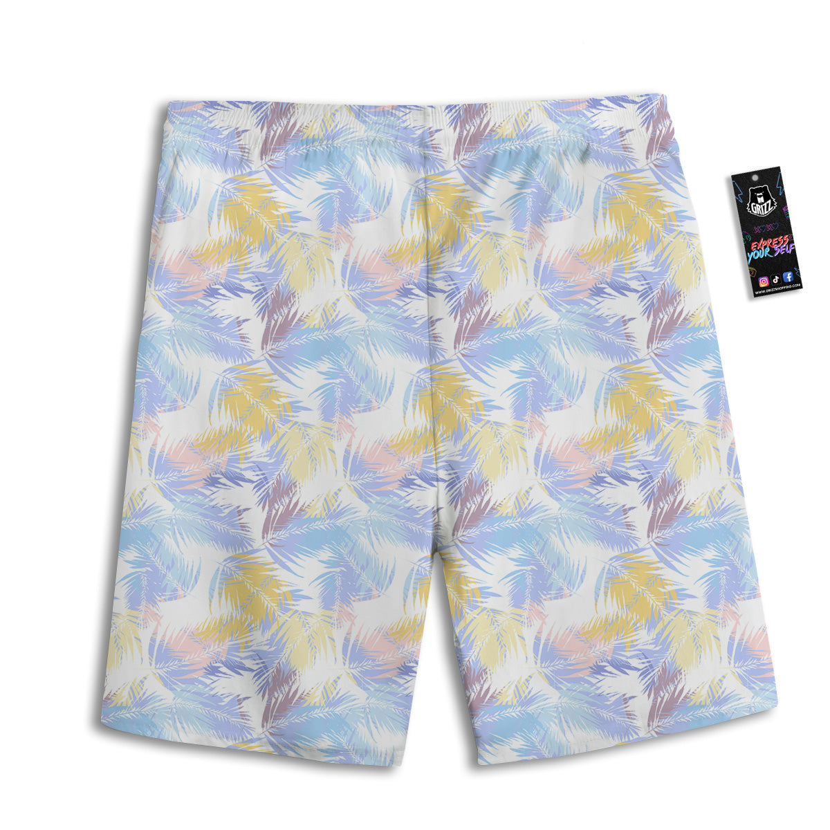 Tropical Palm Leaf Pastel Print Pattern Men's Athletic Shorts
