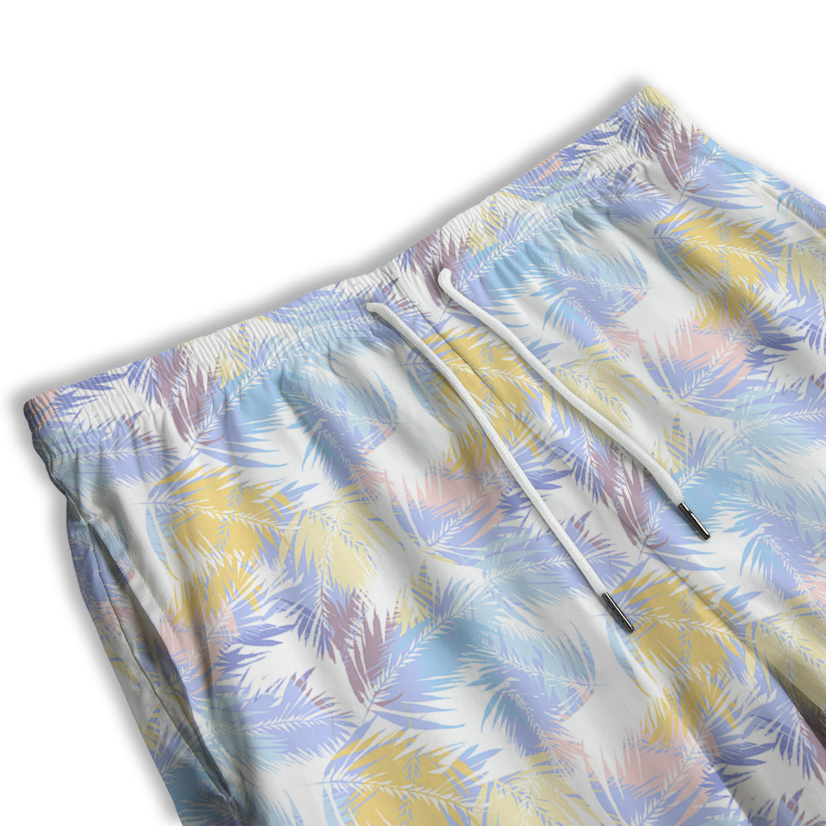Tropical Palm Leaf Pastel Print Pattern Men's Athletic Shorts