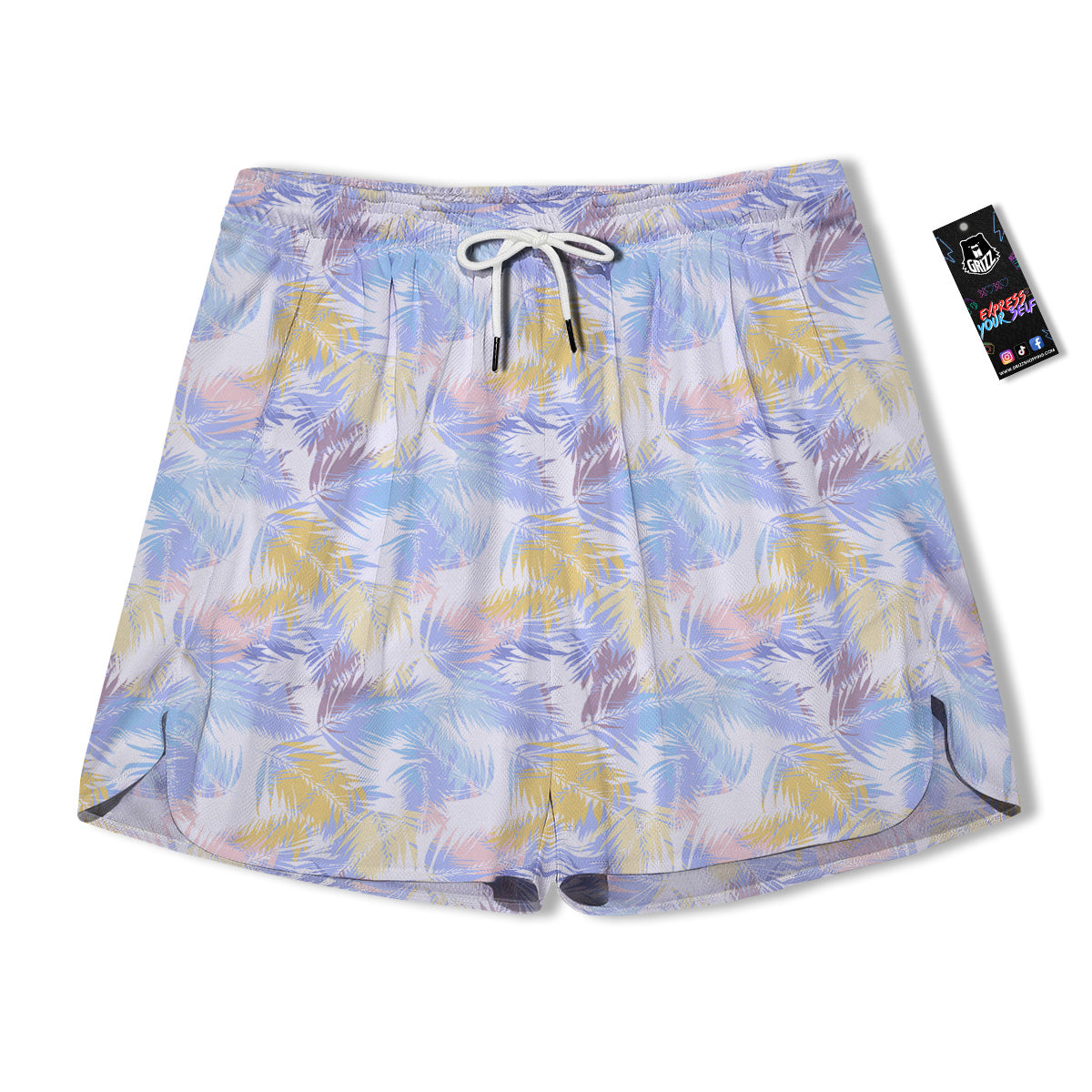 Tropical Palm Leaf Pastel Print Pattern Men's Running Shorts-grizzshop