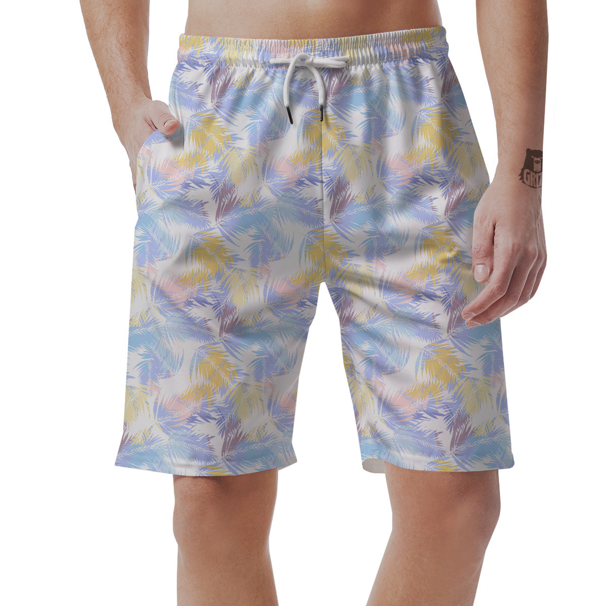 Tropical Palm Leaf Pastel Print Pattern Men's Shorts-grizzshop