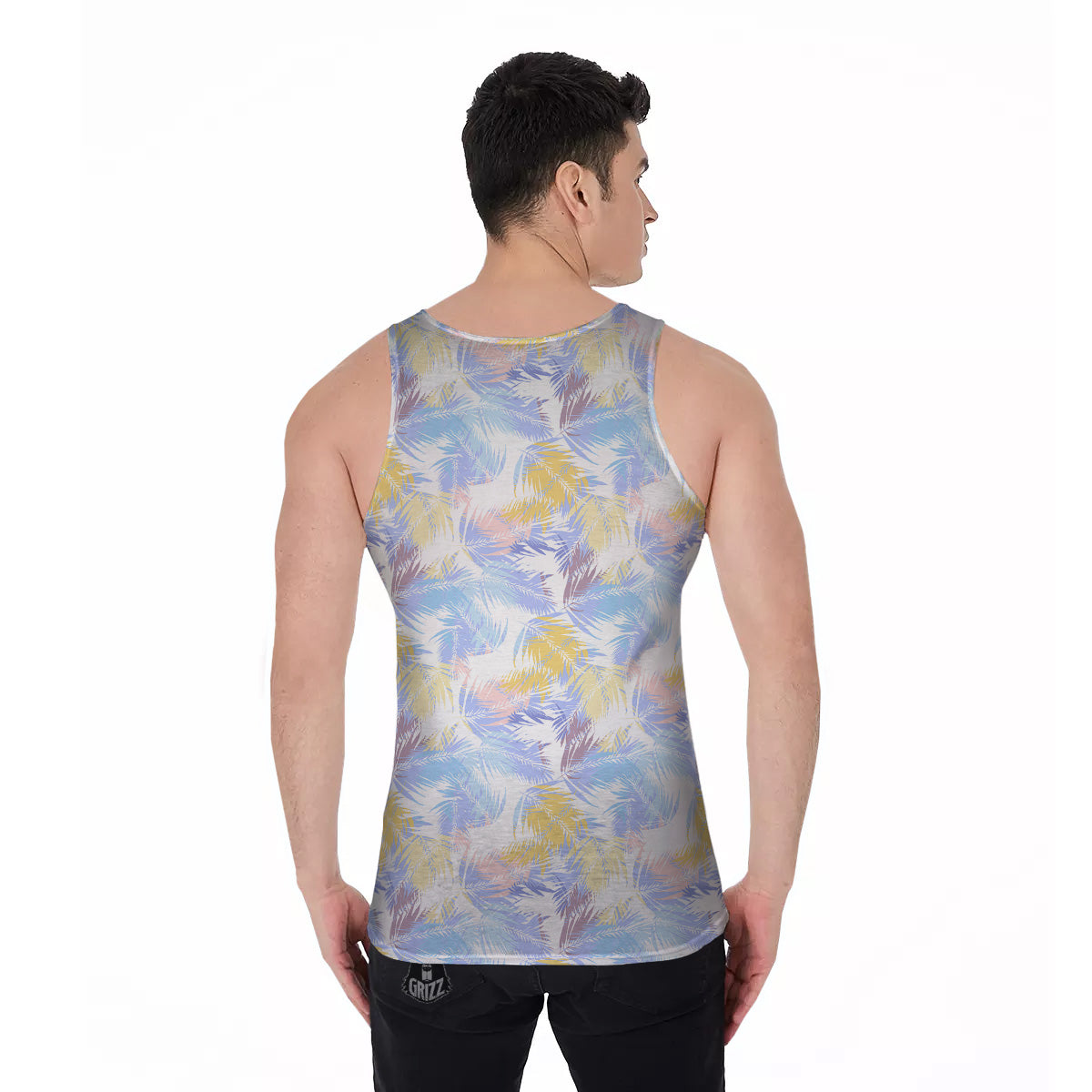 Tropical Palm Leaf Pastel Print Pattern Men's Tank Top-grizzshop