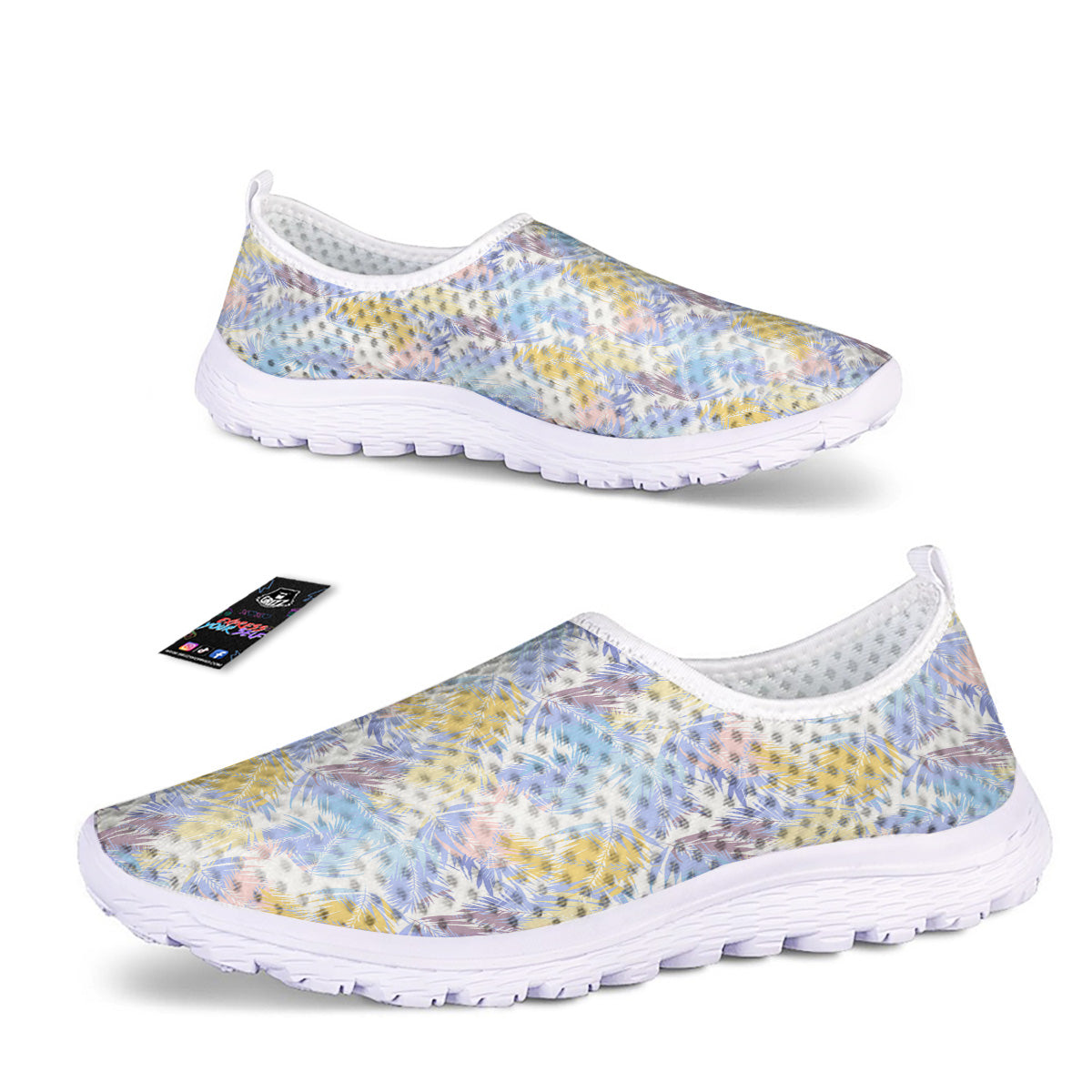 Tropical Palm Leaf Pastel Print Pattern Nurse Shoes-grizzshop