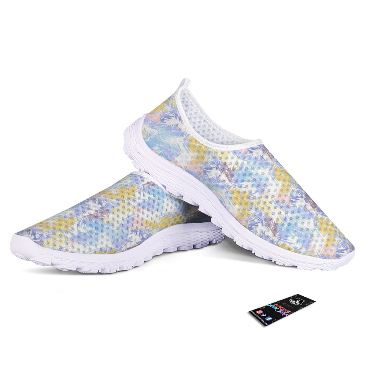 Tropical Palm Leaf Pastel Print Pattern Nurse Shoes-grizzshop