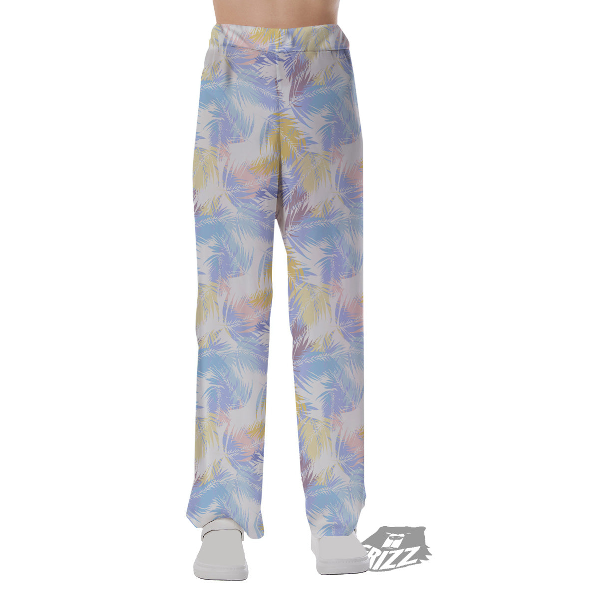 Tropical Palm Leaf Pastel Print Pattern Pajama Pants-grizzshop
