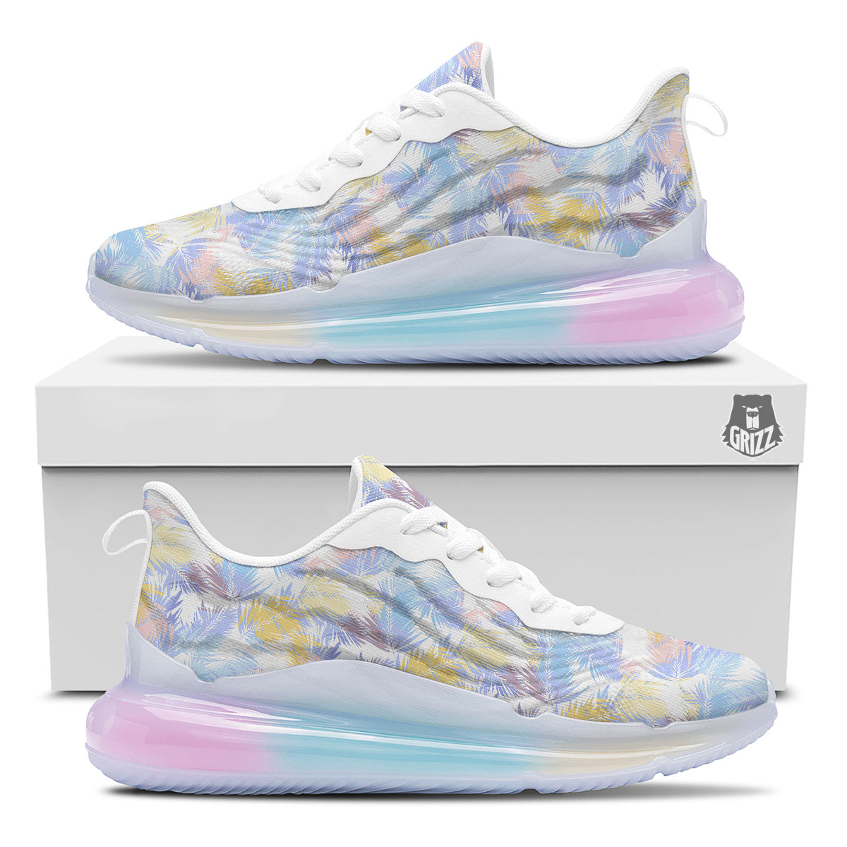 Tropical Palm Leaf Pastel Print Pattern Running Sneakers-grizzshop