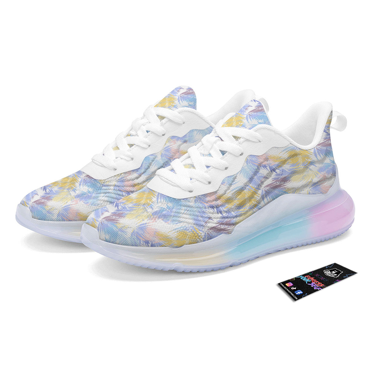 Tropical Palm Leaf Pastel Print Pattern Running Sneakers-grizzshop