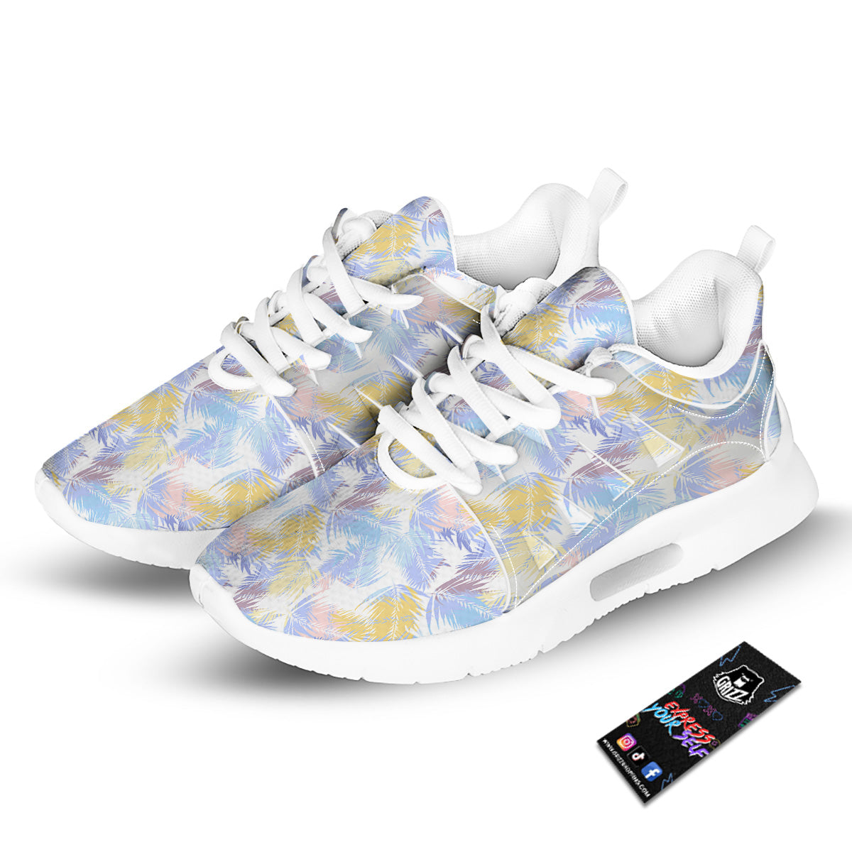 Tropical Palm Leaf Pastel Print Pattern Tennis Shoes-grizzshop