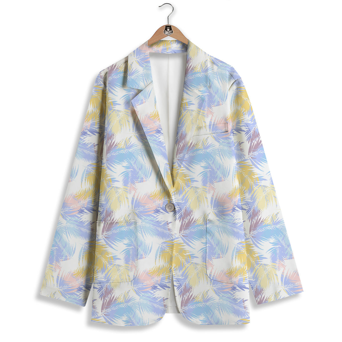 Tropical Palm Leaf Pastel Print Pattern Women's Blazer-grizzshop