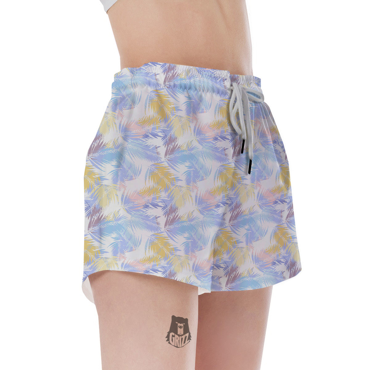 Tropical Palm Leaf Pastel Print Pattern Women's Shorts-grizzshop