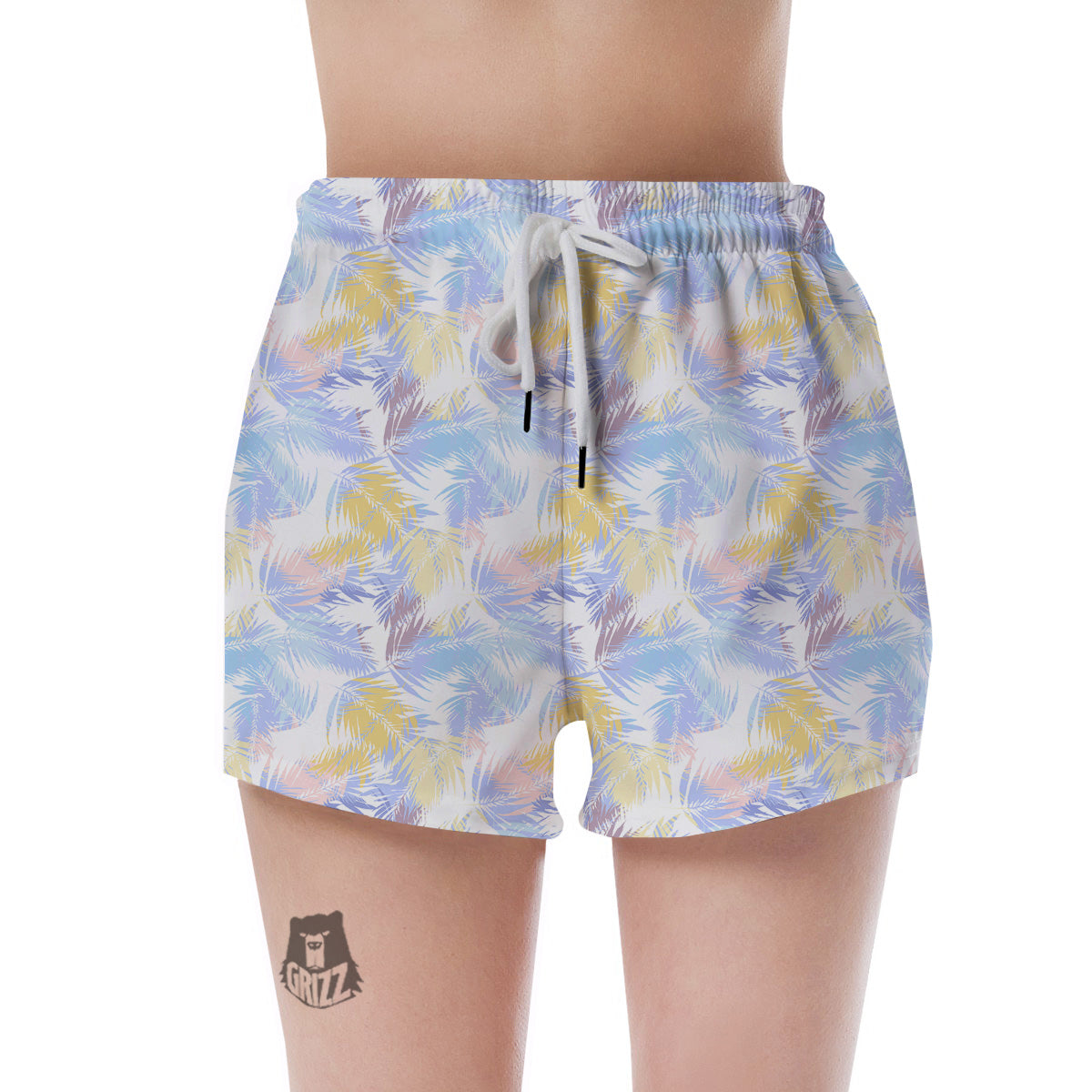 Tropical Palm Leaf Pastel Print Pattern Women's Shorts-grizzshop