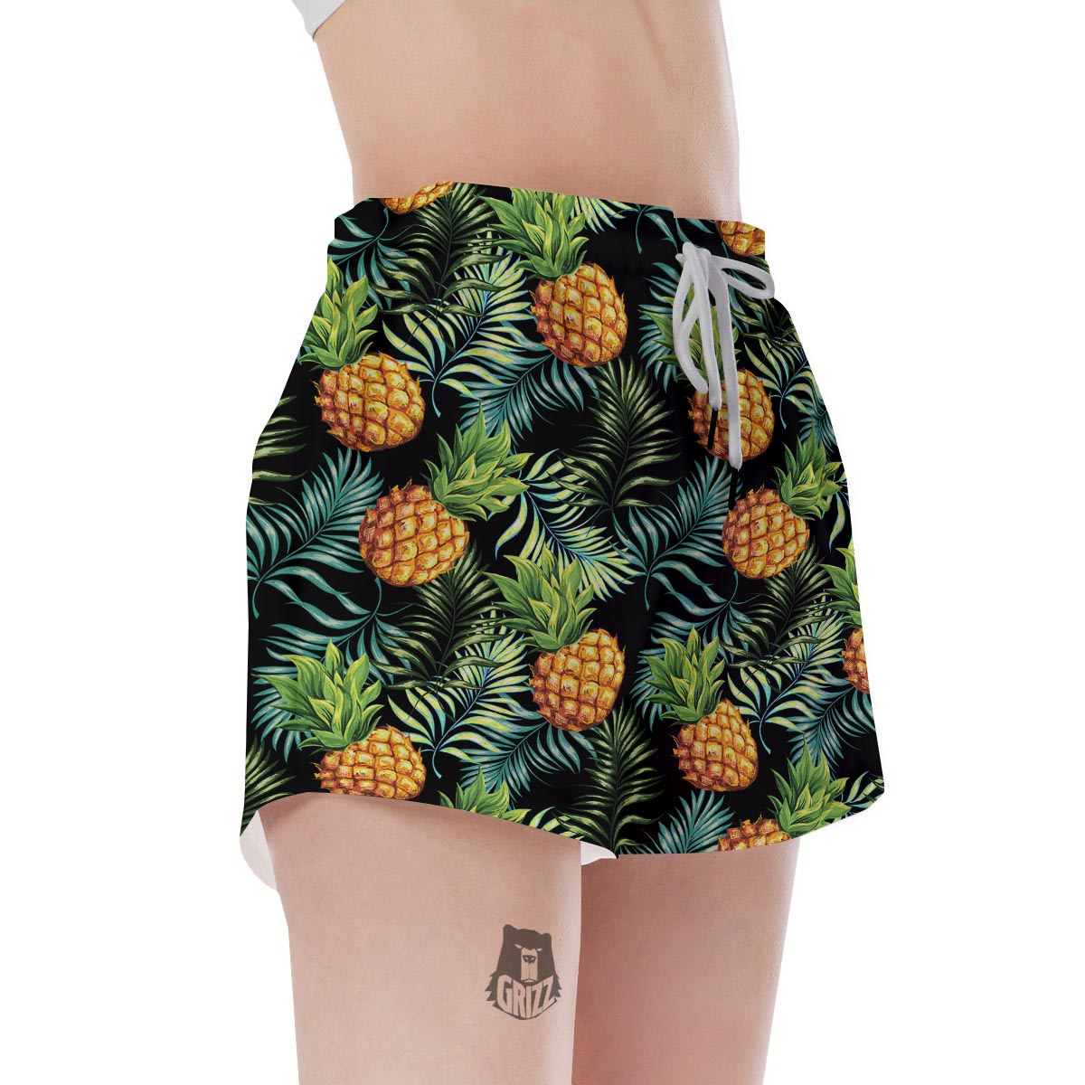 Tropical Palm Leaf Pineapple Print Women's Shorts-grizzshop