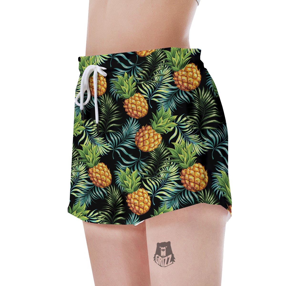 Tropical Palm Leaf Pineapple Print Women's Shorts-grizzshop