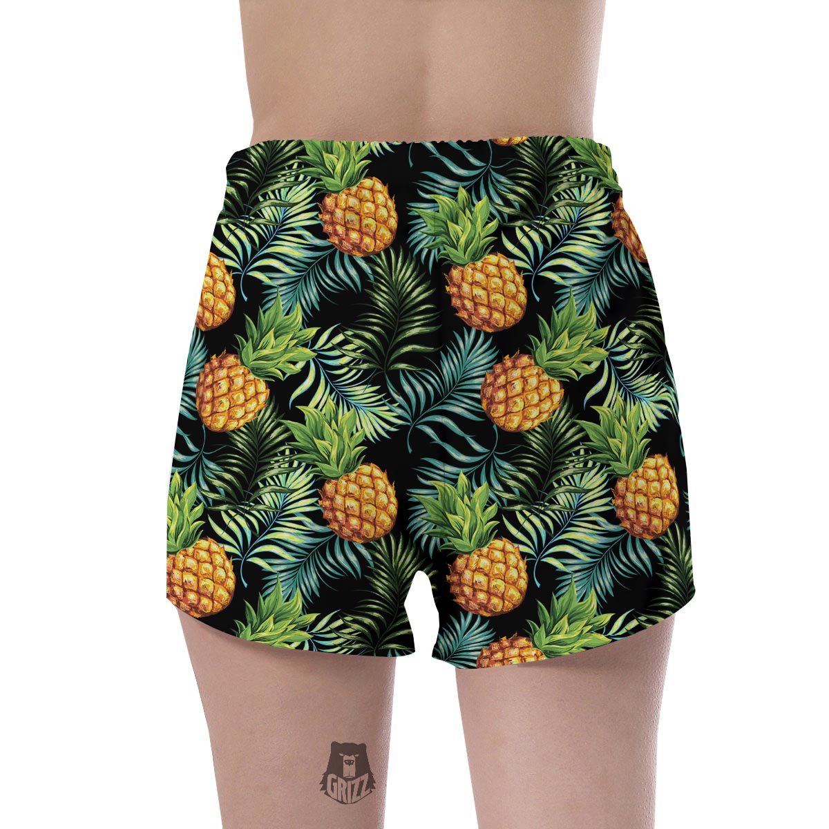Tropical Palm Leaf Pineapple Print Women's Shorts-grizzshop